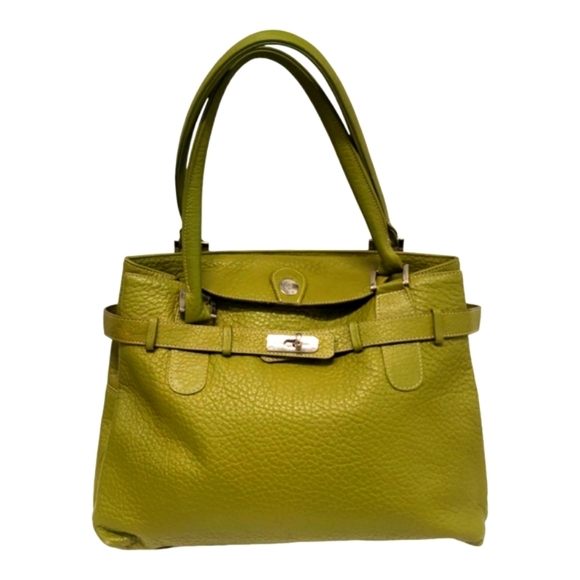 Groom Paris Green Pebbled Leather Shoulder Bag - Picture 15 of 16